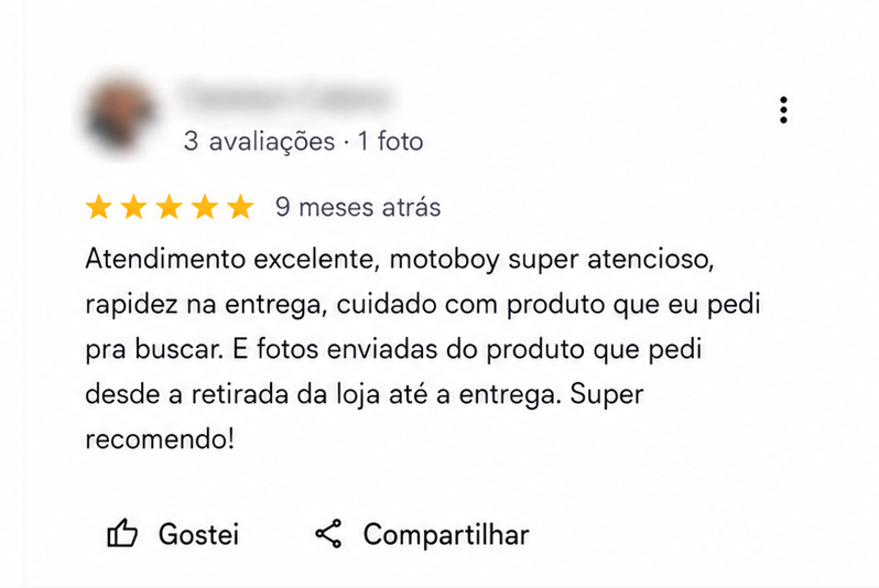 Print de avaliação 5 estrelas Blessed Express